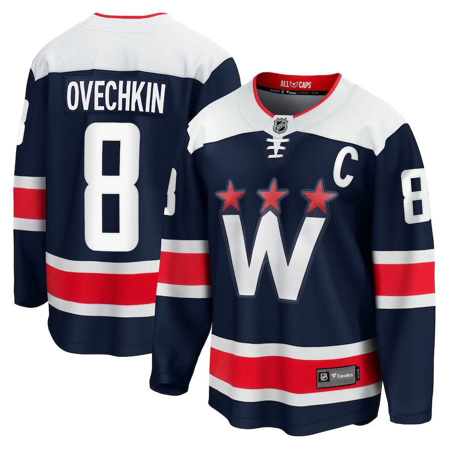 Men Washington Capitals #8 Alexander Ovechkin Fanatics Branded Navy Alternate Premier Breakaway Player NHL Jersey